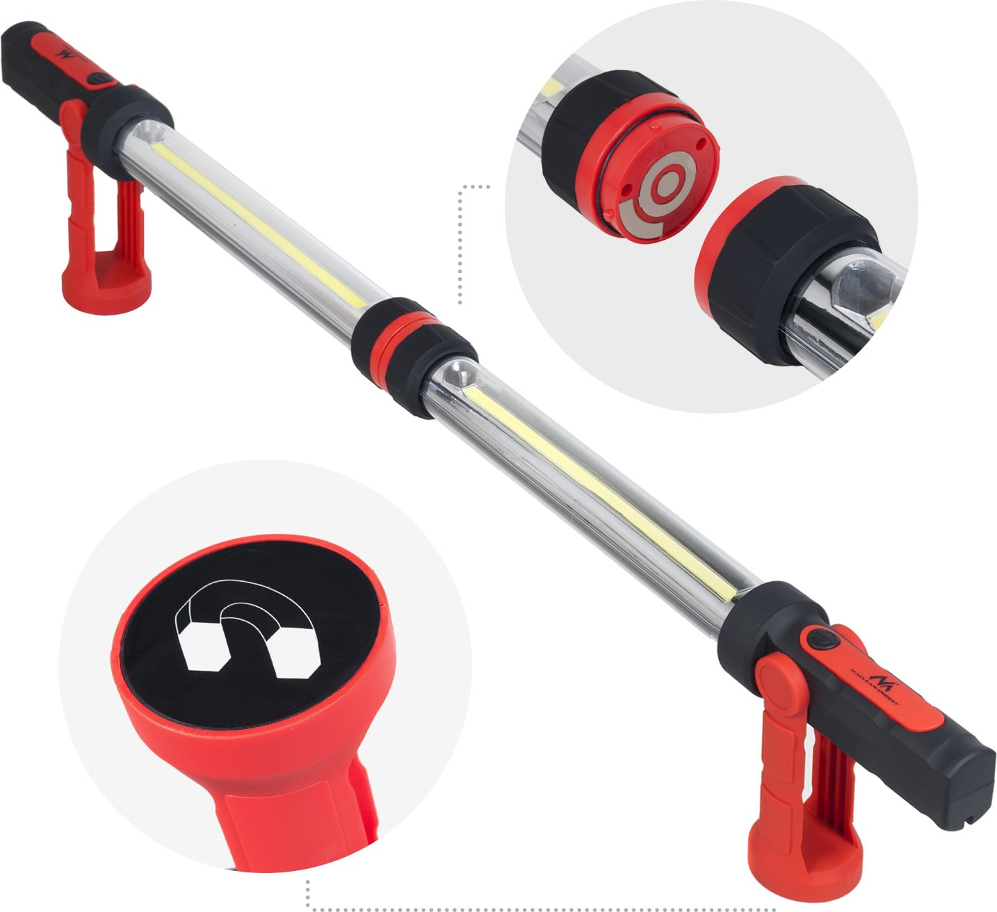 Maclean Draadloze LED-werkplaatslamp met magneet en USB-C oplaadbaar, 1200 lumen