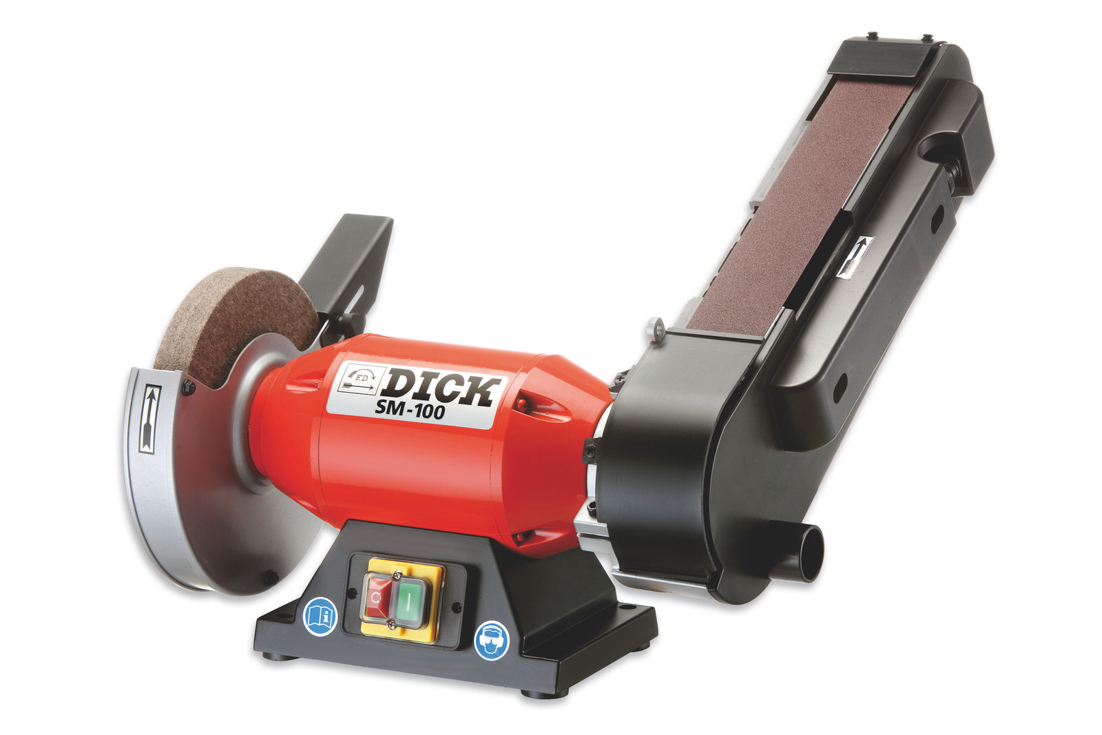 F. DICK Bandslijpmachine SM-100 met viltschijf voor het slijpen van bogen en V-vormen