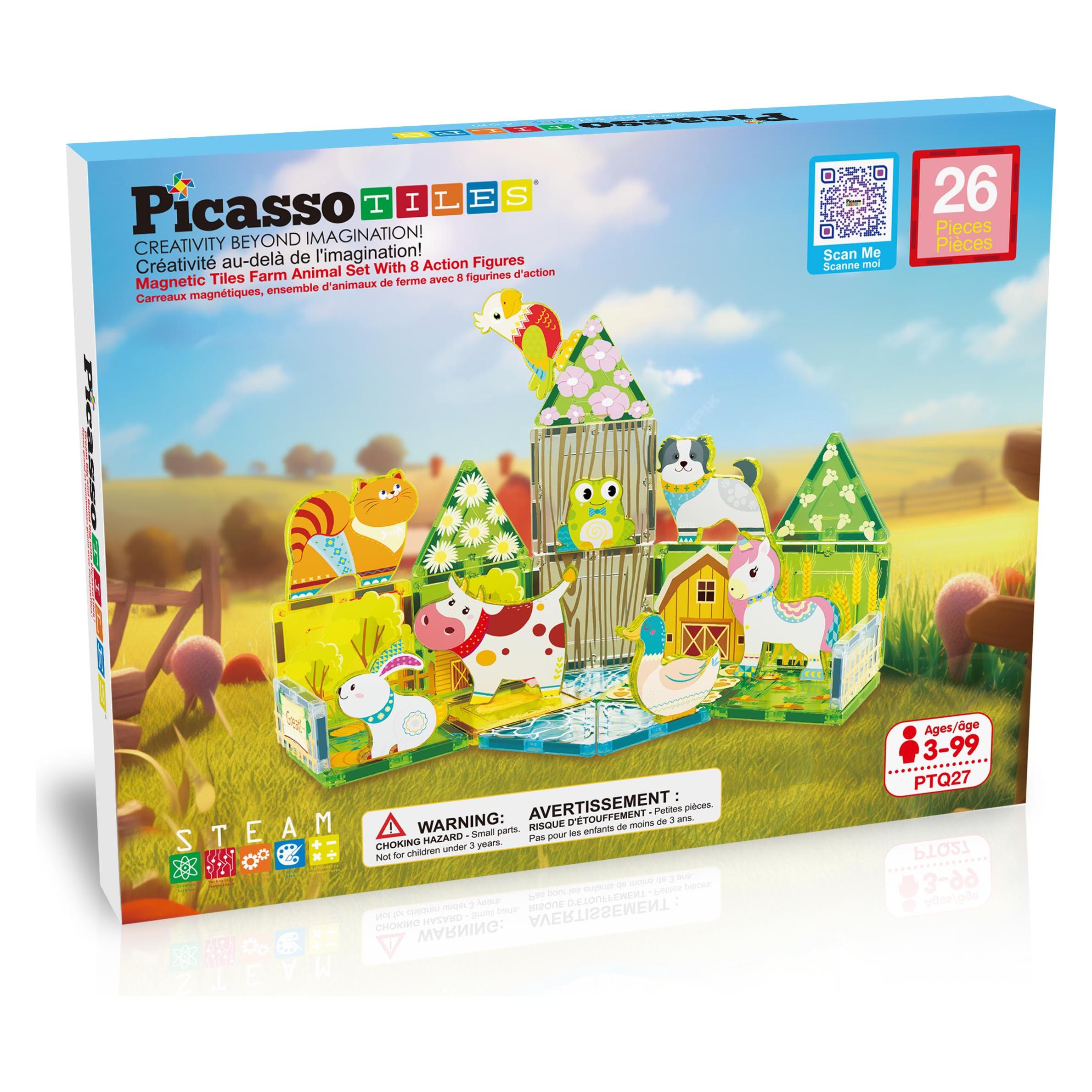 PicassoTiles Picasso Tiles - Farm themed set with 8 animals (26 pcs) (PTQ27) (PTQ27)
