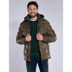 engbers Herren Lederjacke mit Kapuze Braun regular uni - 60
