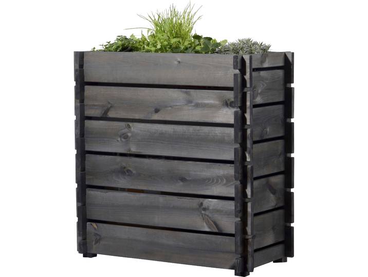 Hochbeet DOBAR, grau (anthrazit), B:37cm H:79cm T:79cm, Holzwerkstoff, Pflanzgefäße, Hochbeet, Stecksystem, FSC-zertifiziertes Kiefernholz, wetterfest lasiert
