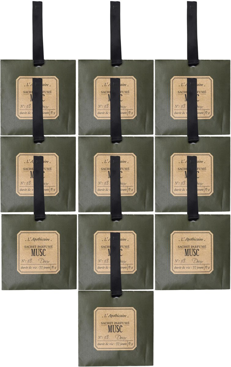 Home deco factory Geurzakjes met witte muskus geur - 10 stuks - Papier