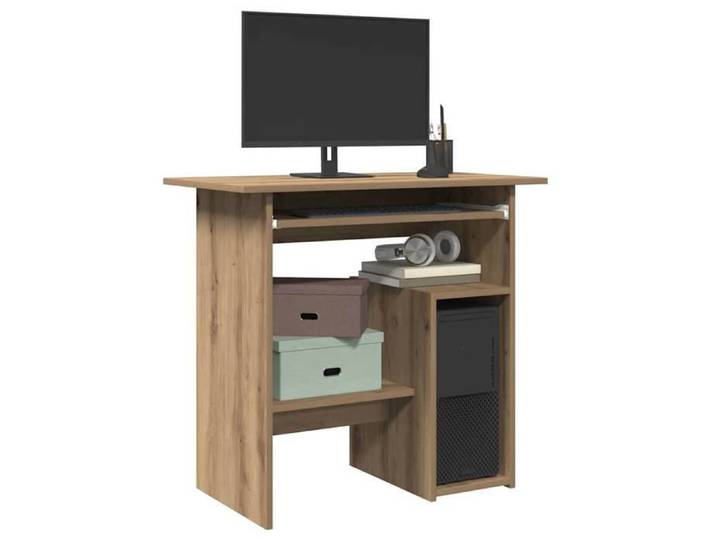 Bureau Brun CHEZ JILL Table de travail 1 personne chêne artisanal 80x45x74 cm bois d'ingénierie BBB684