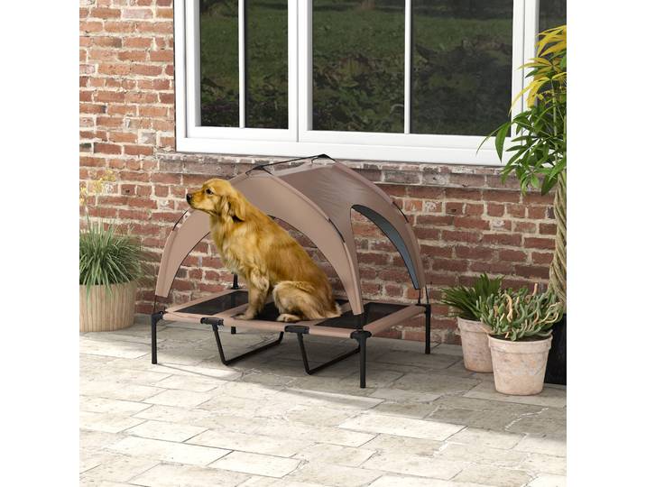 PawHut Lit Surélevé Chien Chat Oxford Anti-UV 106x76x94cm Café