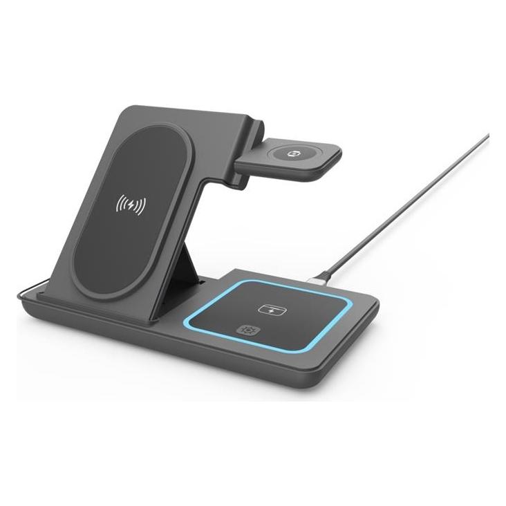 Gembird TA-WPC31S-01-BK 3-in-1 foldable wireless charger stand, 15 W, Samsung watch, black (15 W) (TA-WPC31S-01-BK)