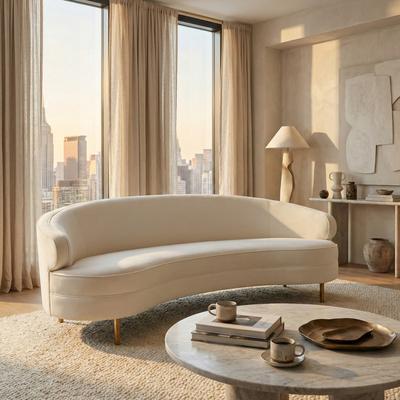 "SAFAVIEH Couture Primrose Curved 89.4-Inch Wood Sofa, Modern - 89"" W x 44"" D x 33"" H"