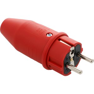 as-Schwabe Schutzkontaktstecker 62290, rot, aus Gummi, 16 A / 230 V, IP44 für außen