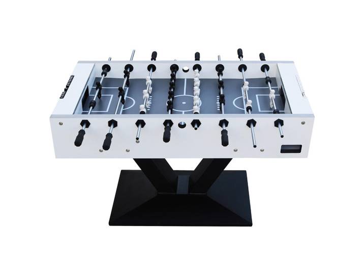 Worldcup Premium PRO Cougar, Schwarz, Weiss, Holz, Metall, 76x90x144 cm, Torzähler manuell, Ballrücklauf an beiden Kopfenden, Balleinwurf auf beiden Spielerseiten, verstellbare Füsse, Freizeit & Co, Spieltisch, Töggelikasten