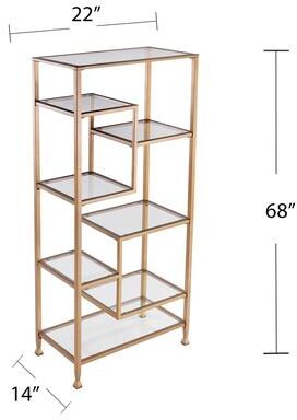 SEI Furniture Jensen Metal Asymmetrical Display Bookcase Etagere
