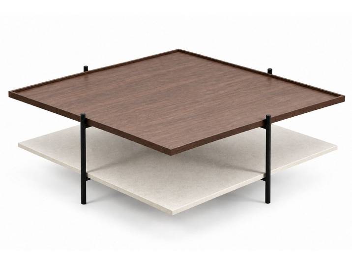 Xlmoebel Couchtisch Brauner Couchtisch quadratischer Holztisch Wohnzimmermöbel (1-St., 1-tlg)