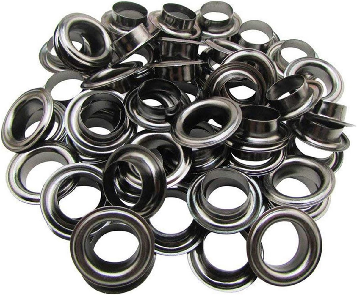 100x Metalen Oogjes met Sluitringen - Gunmetal - 14mm - Voor Kleding, Hobby & DIY