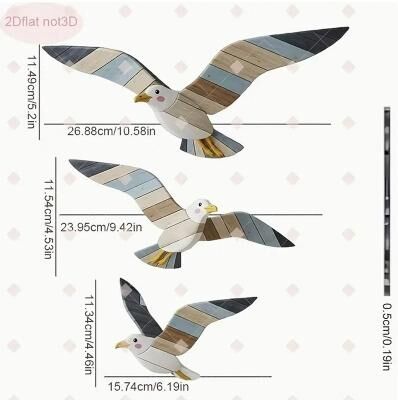 Uplift Picks Wooden Seagull Wall Decor Coastal Nautical Home Decoration Set 02