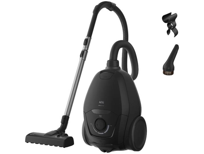 AEG Bodenstaubsauger VX83-2EBR , schwarz (ebony schwarz), B:30cm H:23,7cm T:43,9cm, Bodenstaubsauger, Leise 64 dB & kraftvolle Reinigung mit HEPA auf Hart‑ & Teppichböden, Bodenstaubsauger