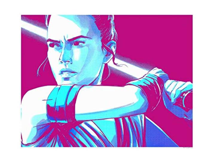 Komar Wandbild Star Wars Faces Rey Kinderzimmer, Jugendzimmer, Dekoration, Kunstdruck ohne Rahmen WB171-50x40 Größe: 50 x 40 cm (Breite x Höhe)