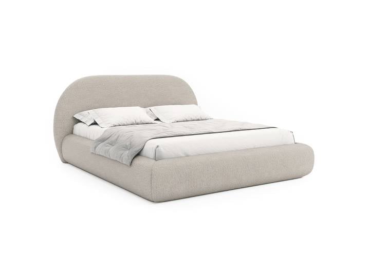 Polsterbett 140x200 cm Buvio hellbeige Bouclé