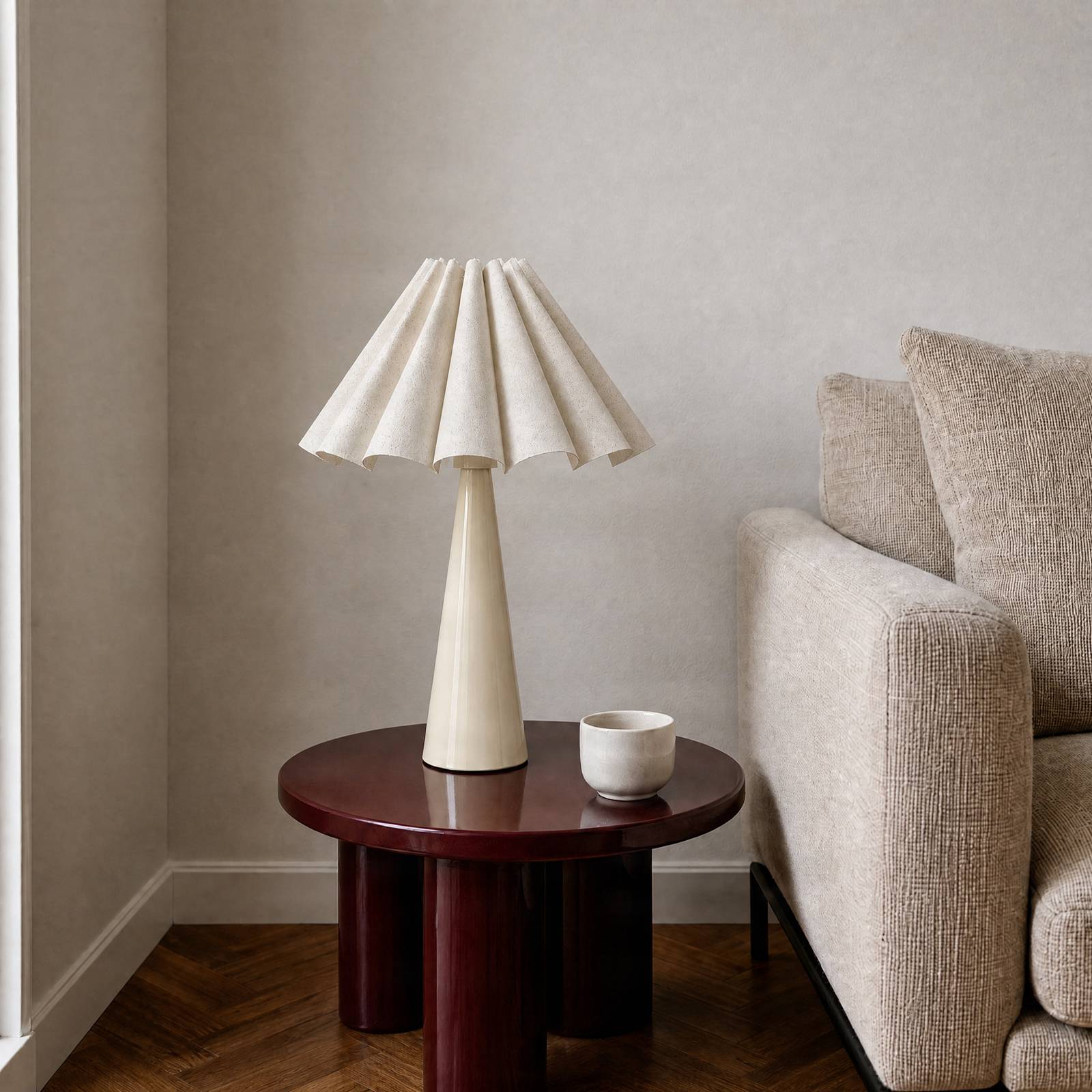 Tischlampe Lotte Lindby, weiß / opal, für Wohn- / Esszimmer, Textil / Stoff / Seide, Modern, Tischlampe