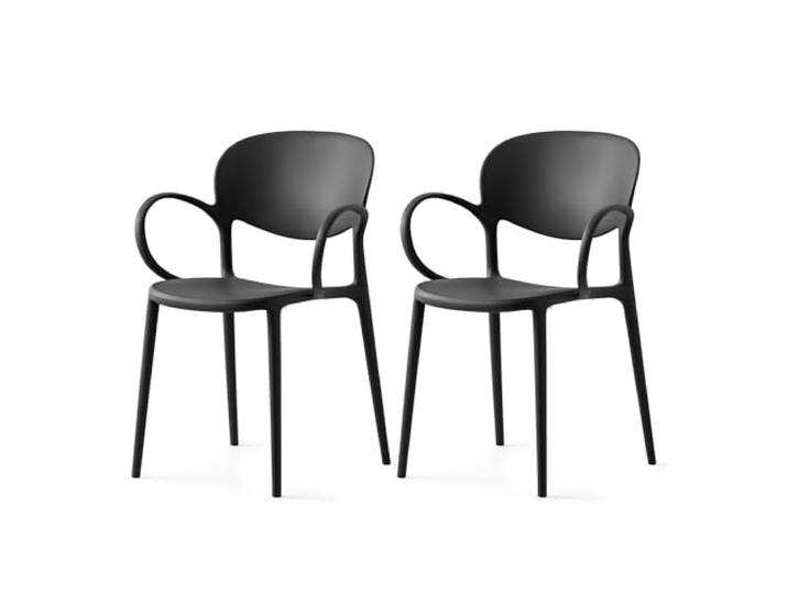 Connubia, 2 Stühle Abby, recyceltes Polypropylen, 100% schwarz matt