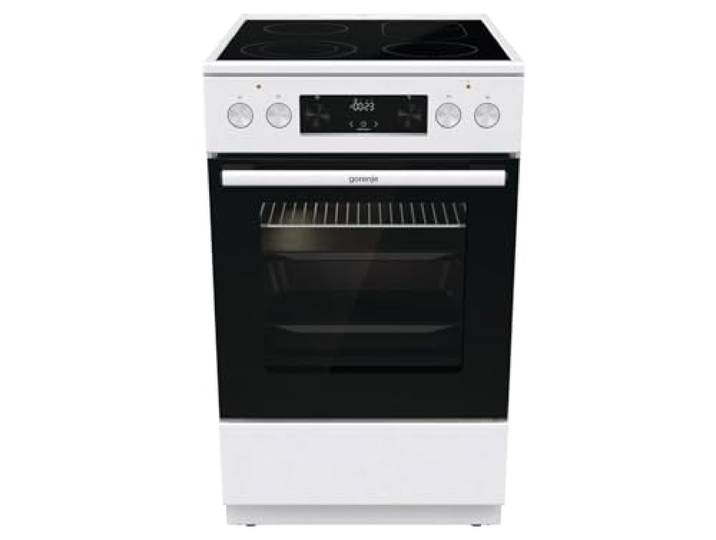 Gorenje GECS5C 60 WPA Elektro-Standherd mit Glaskeramik-Kochfeld, 50cm, 70 Liter, GentleClose, Schnellaufheizung, AirFry, ExtraSteam, Teleskopauszüge, AquaClean, weiß