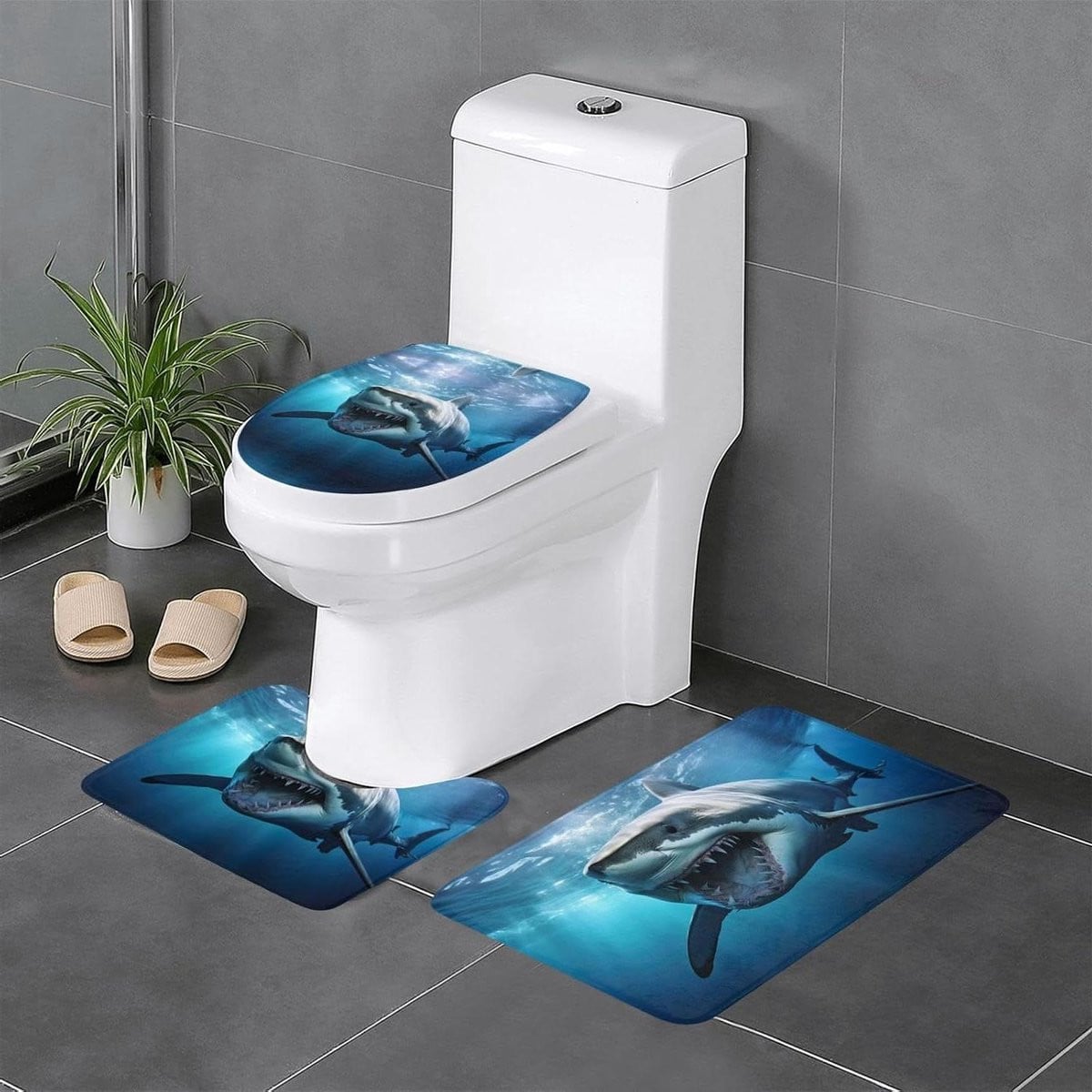 3-delige witte badmat set met antislip onderkant voor badkamer decoratie