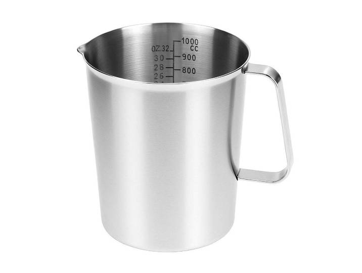 Messbecher Edelstahl 1000 ML mit 3 Skalen, Silberfarben, Metall, Backen & Backzubehör, Messbecher