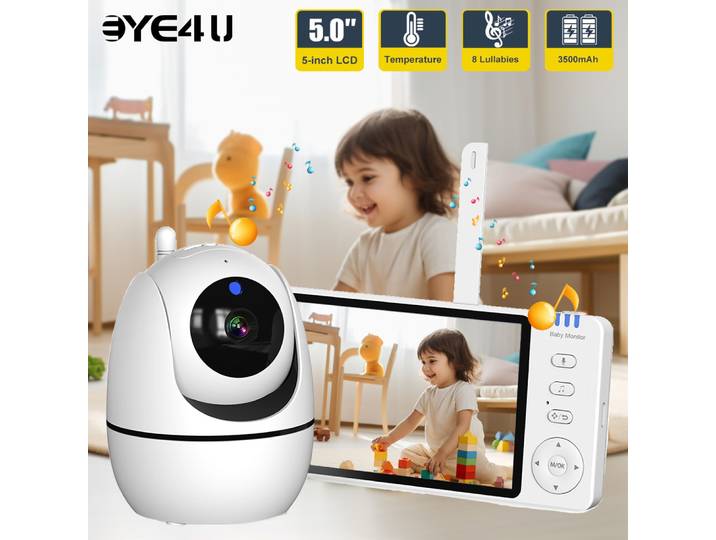 5 ''moniteur vidéo bébé 2.4G mère enfants Vision nocturne Zoom PTZ caméras de Surveillance vidéo avec écran d'affichage de la température ABM501