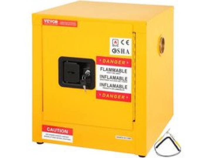 VEVOR Armoire de Sécurité 43x43x46 cm Armoire Anti-Feu Jaune 50 L Armoire Coupe-Feu en Acier Laminé à Froid avec Porte pour Stocker Déposer Alcool Colle Essence Huile Liquide Inflammable ou Dangereux