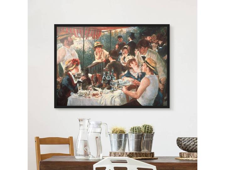Bild Renoir Das Frühstück der Ruderer I Papier Rahmen: Echtholz, furniert: Kiefer Multicolor 100 x 70cm