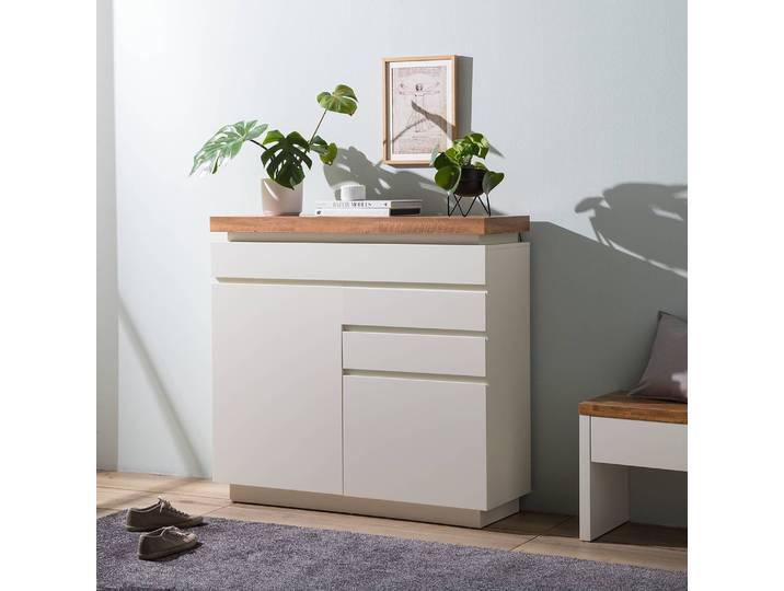 Kommode I 120 x 113 x 40cm Weiß/Eiche Dekor/Weiß