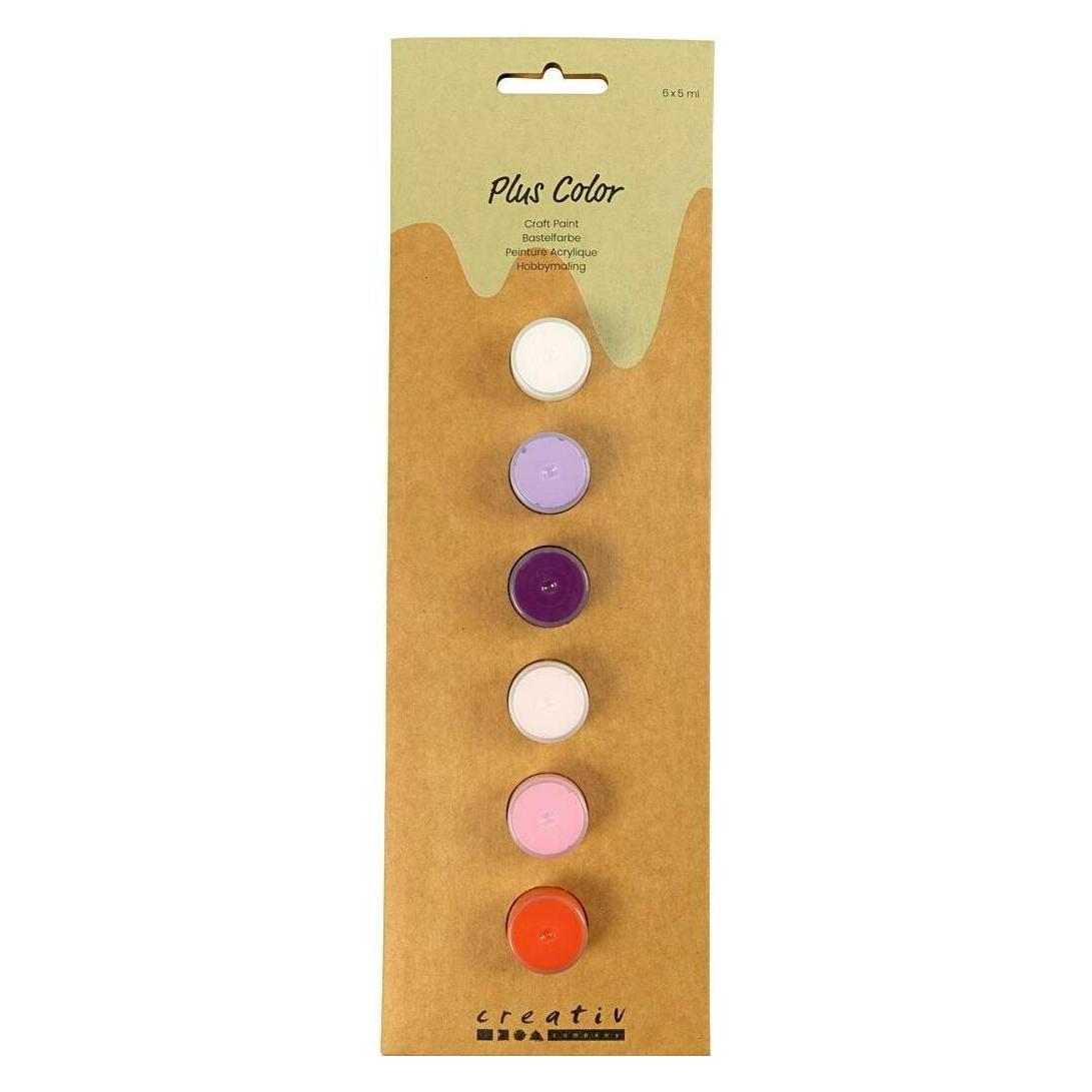 Creativ Company Acrylfarbe Hobbyfarbe Plus Color 6 x 5 ml, Lila-Pink (5 ml) (39772)