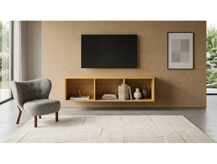 Large buffet suspendu en aulne Aulne Naturel huilé