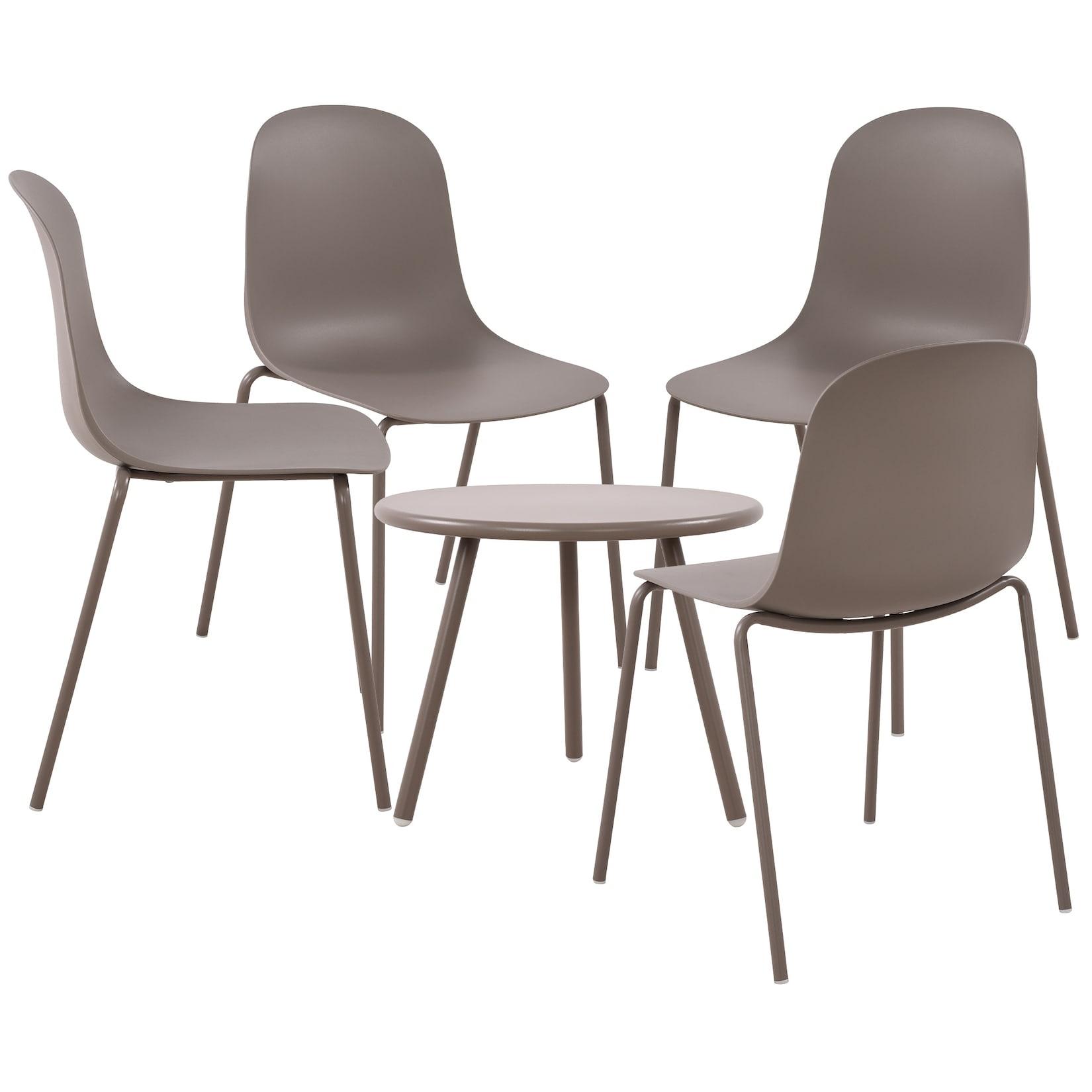 CLP 4er Sitzgruppe Mindin I Garten-Set 4x Stuhl stapelbar und 1x Tisch I Outdoor-Set wetterfest und UV-beständig I Gartenmöbel