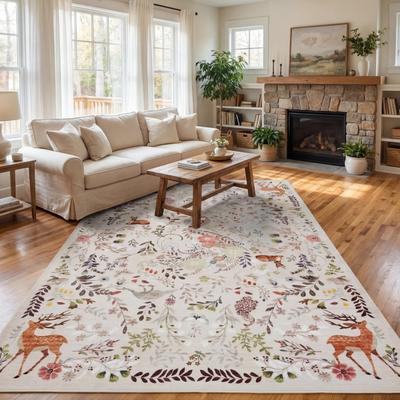 Garvee Machine Washable Animal-Print Area Rug with Rubber Back Non Slip