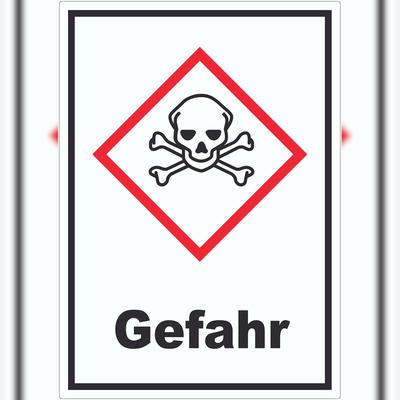 HB-Druck Aufkleber akut toxisch Gefahr Toxizität Totenkopf A2 (420x594mm)