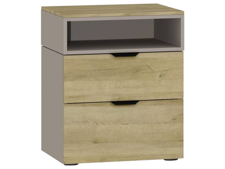 Nachtschrank, Eiche Hellbraun, 45x55x43 cm, Metall, 2 Schubladen, Jutzler