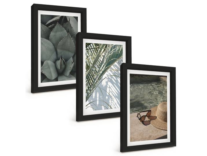 BILDER SET 3er Set - 20x30 cm Schwarzer Rahmen - Tropische Pflanzen für den Urlaub