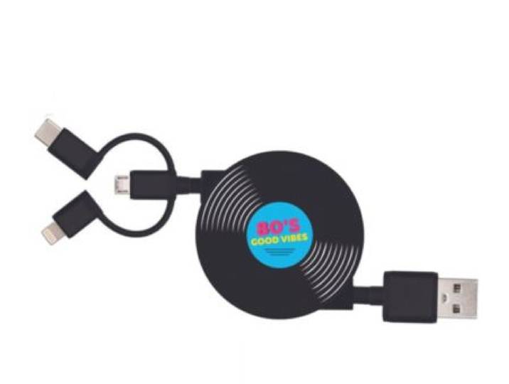Yello Koko - Câble Trio Usb Vers Usb-C/Micro/Lightning 1m Vinyl