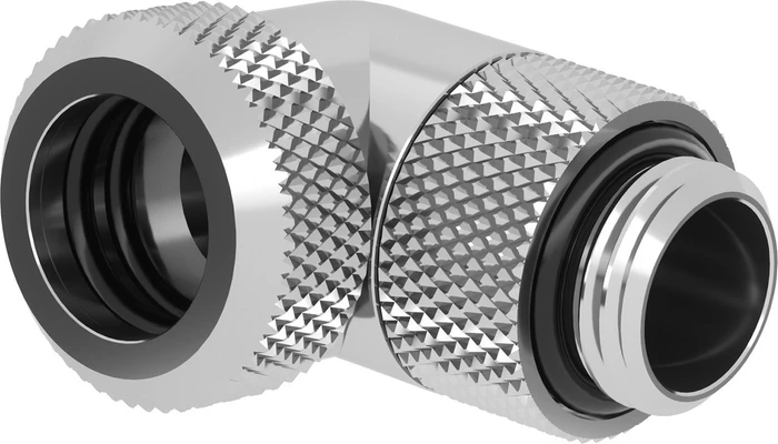 Barrow Multi-Link Adapter Anschluss 90 Grad G1/4 Zoll AG auf 12mm AD Hardtube - drehbar, silber