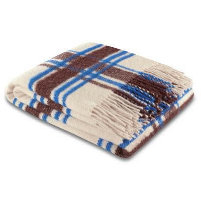 Plaid BIEDERLACK "Arctic Check", blau, B:130cm L:170cm, Baumwolle, Polyamid, Wolle, Wohndecken, 130 x 170, mit Fransen
