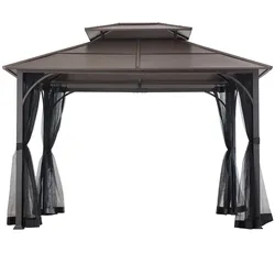 Sunjoy Pavillon Stahl Gazebo KALDI - 307cm x 366cm, braun