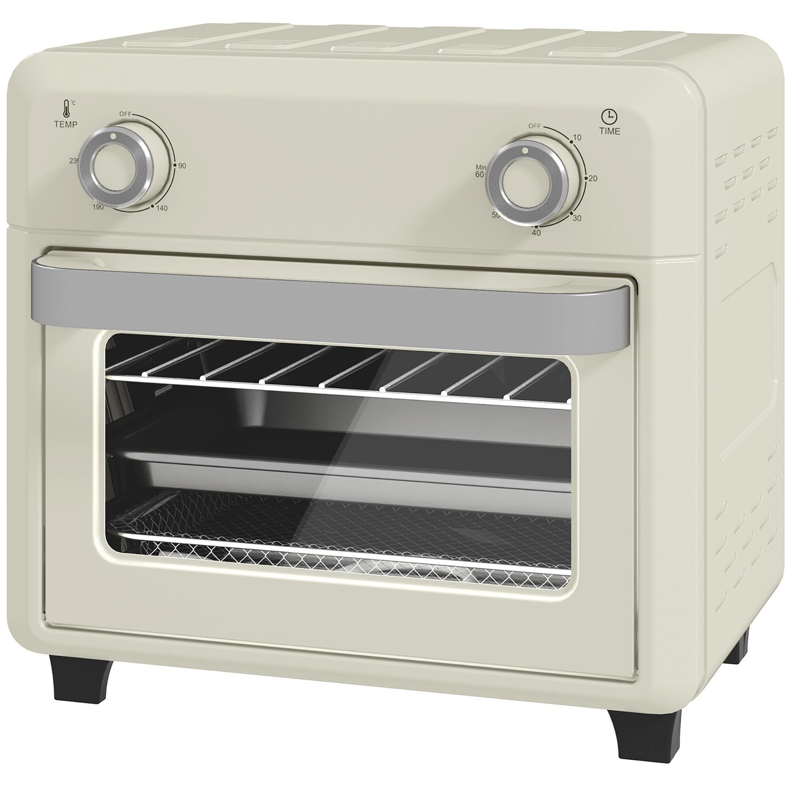 HOMCOM Minioven met heteluchtfunctie, 10 liter, inclusief ovenrooster en bakplaat