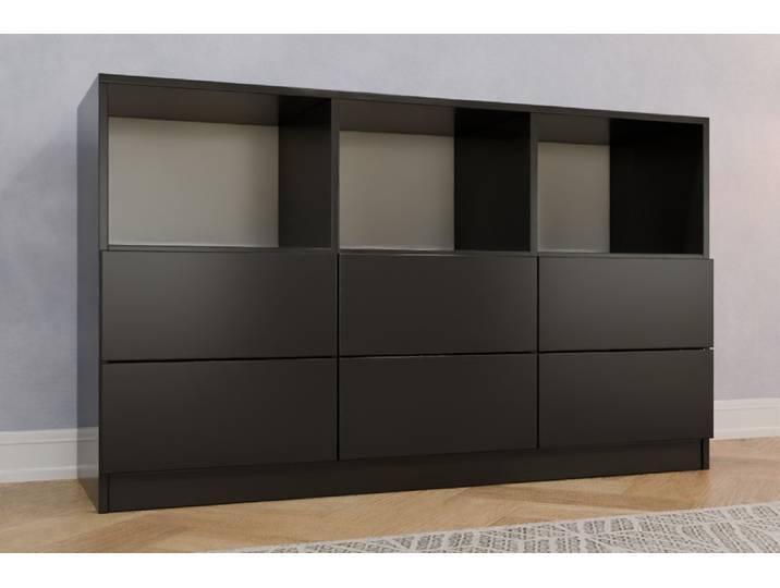 TV-Möbel nach Maß - RAL 9005 Tiefschwarz - 90x152x47cm - Individuell konfigurieren