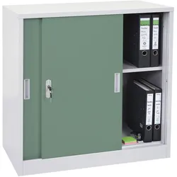 Aktenschrank Preston MCW-F41, Stahlschrank Büroschrank, mit abschließbaren Schiebetüren 90x90x45cm ~ grün
