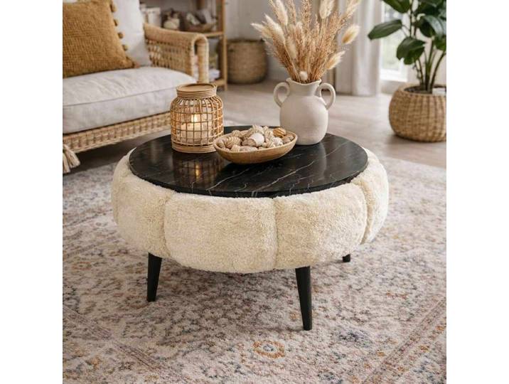 Table basse en bois Papatya 60 - 60 x 60 x 44 cm - Crème