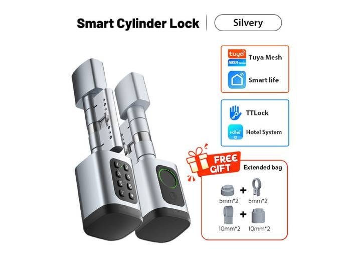 DiffTUYA TTLock-Serrure de Porte Intelligente Réglable à 5 Déverrouillage, Mot de Passe, Empreinte Digitale, Intervalles de Carte RFID, pour Maison et Hôtel, Nouveauté