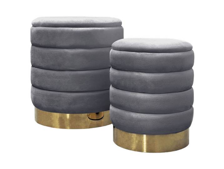 Lookway Hocker MIRELLE Pouf-Set – Elegante Sitzgelegenheit mit praktischem Stauraum (2er Set), Durchmesser: ⌀ 40 cm & ⌀ 30 cm