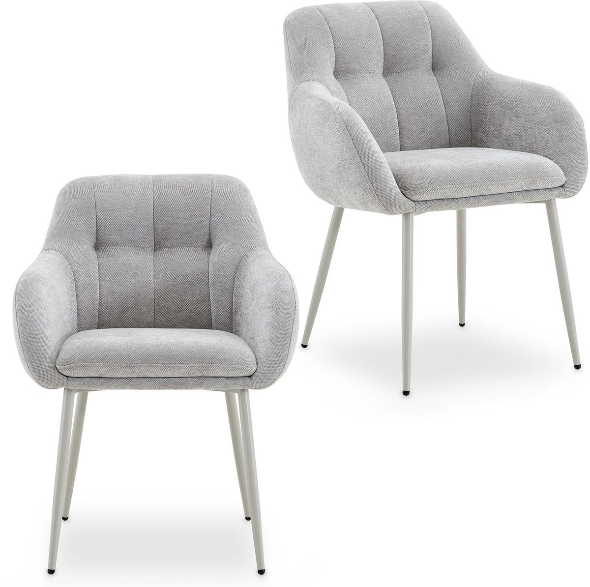 Set van 2 Eetkamerstoelen SOMA met armleuningen – Lichtgrijs