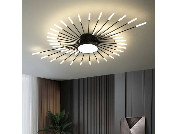 Plafond moderne à LEDs lustre lumières pour chambre salon minimaliste LED plafonnier lustres noir