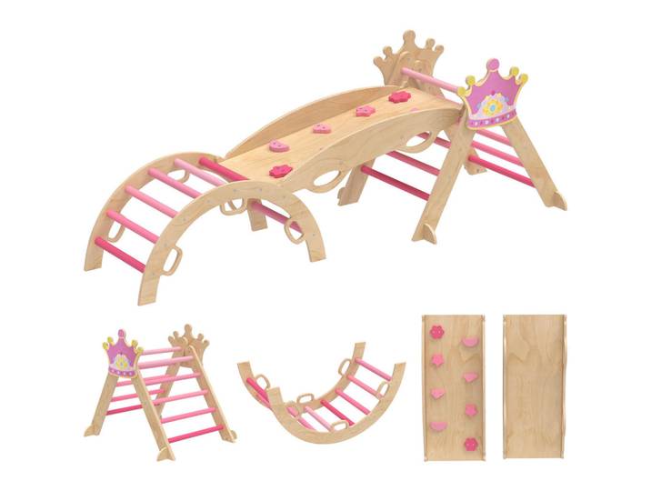Jamb Klettergerüst Gino Rosa/Natur Holz, 80x38x42 cm, Spielzeug, Sonstiges Spielzeug