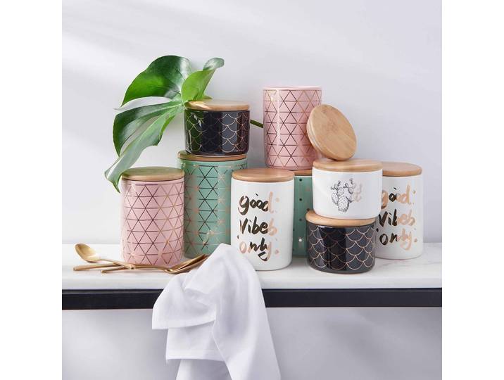 home24 Voorraadpot Golven Ø 11cm zwart/zwart
