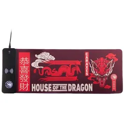 Numskull Mauspad House of Dragons + wireless Charge 30x80cm (XXL), Mausmatte, Rot, Schwarz, Mehrfarbig